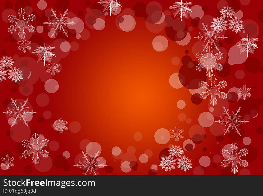 Christmas snow red frame background with snowflakes. Christmas snow red frame background with snowflakes