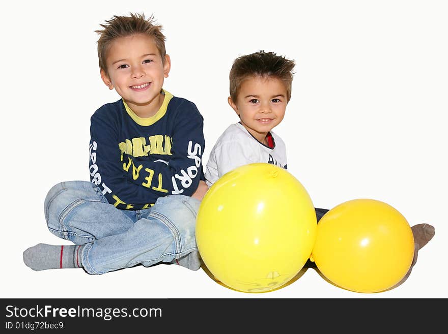 Happy child on white background. Happy child on white background