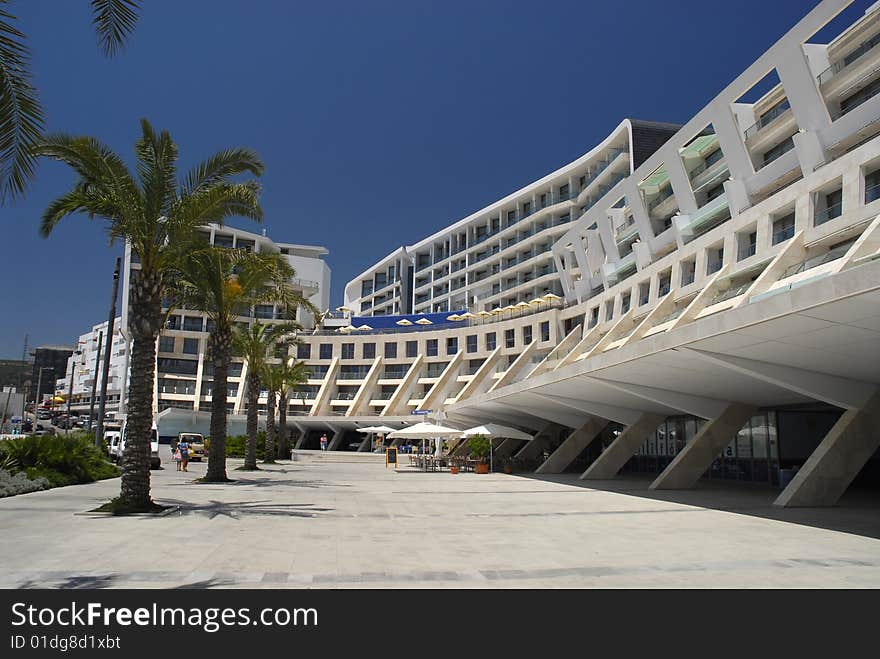 Modern beach hotel, and pubs in Portugal. Modern beach hotel, and pubs in Portugal