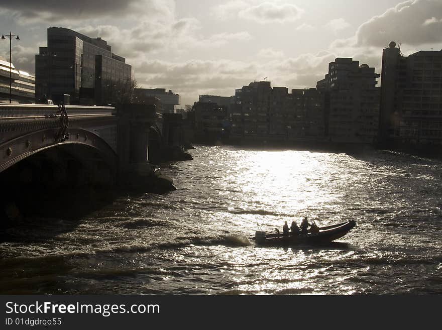 Dramatic lighting on River Thames