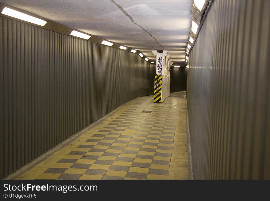 Empty subway with graffiti at Blackfriars in London. Empty subway with graffiti at Blackfriars in London