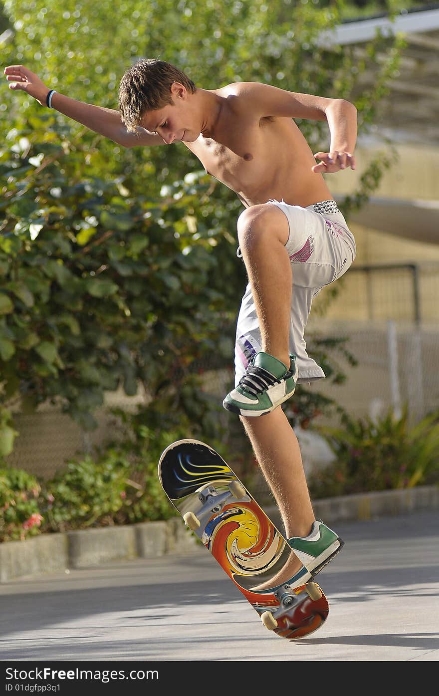 Boy with skateboard jumping in the air. Boy with skateboard jumping in the air