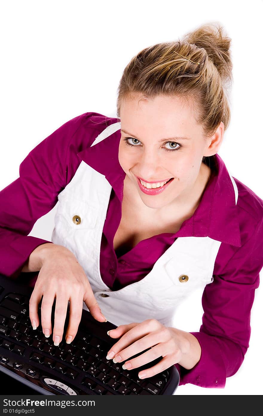 Commercial woman and her keyboard