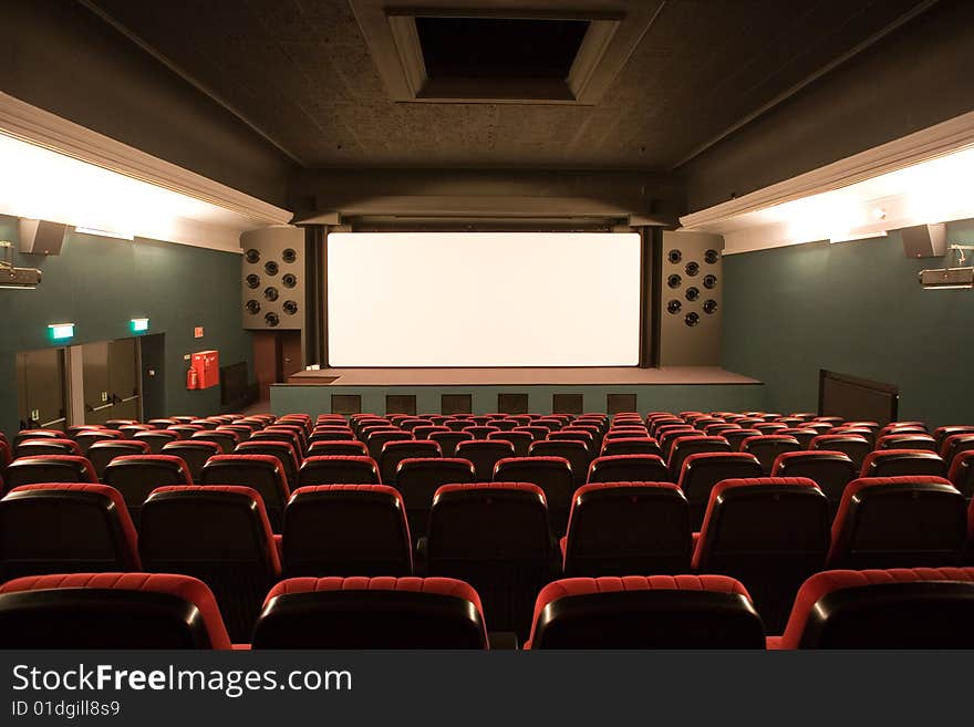 Empty small cinema auditorium