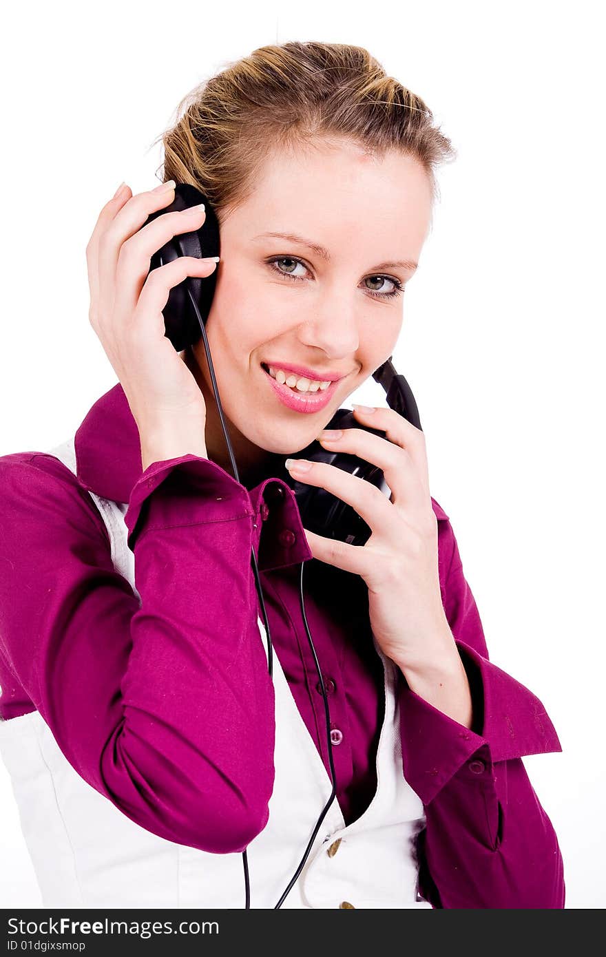 Commercial girl with headphones