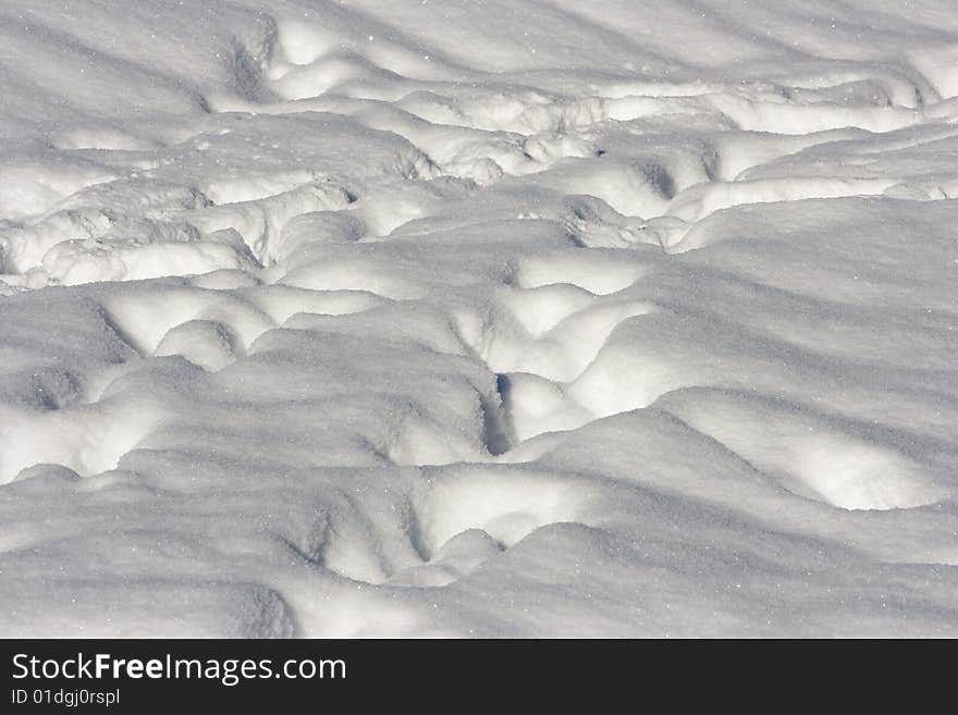 Footprint in snow.