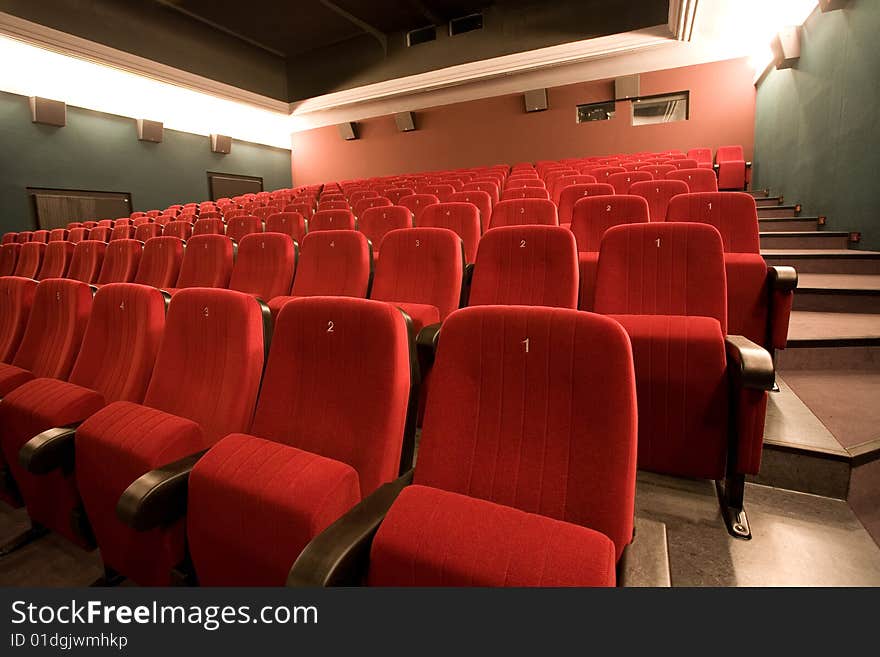 Empty small cinema auditorium