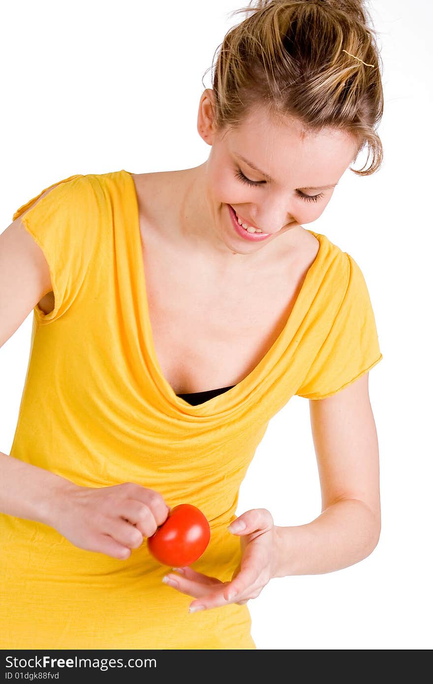 Young girl is making a delicious salad. Young girl is making a delicious salad