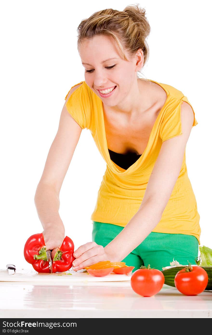 Young girl is making a delicious salad. Young girl is making a delicious salad