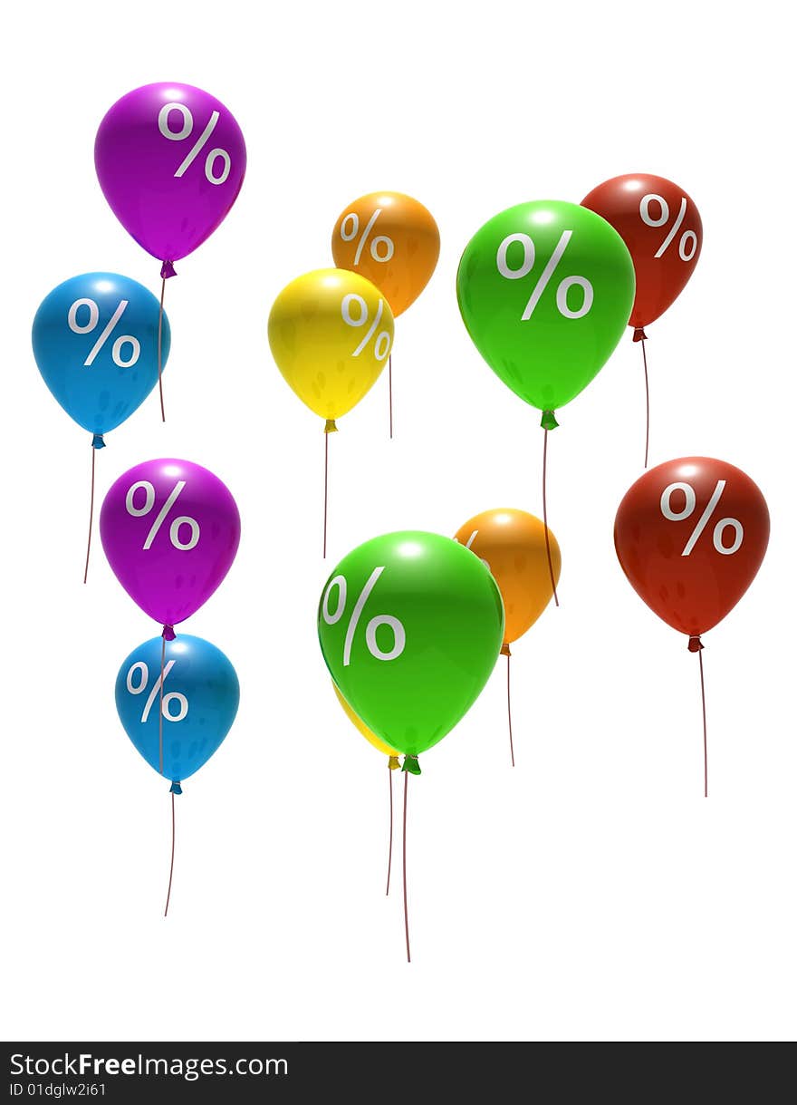 Balloons with percent symbols