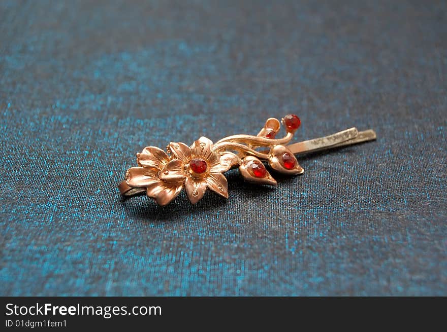 The barrette with red crystal. The barrette with red crystal