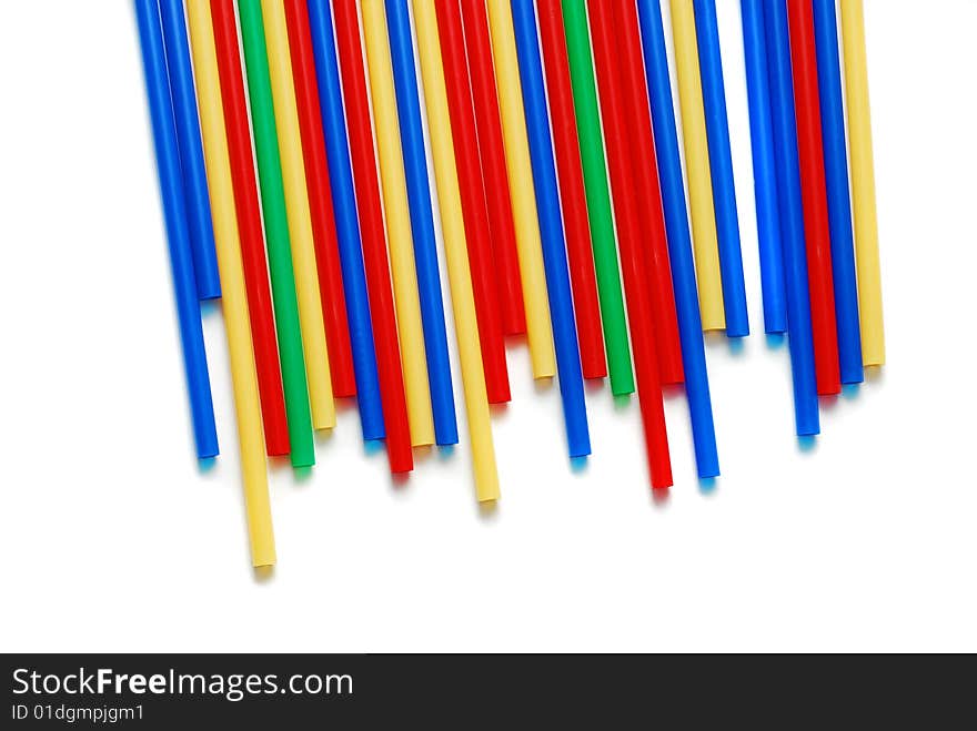 Coloured straws isolated on white