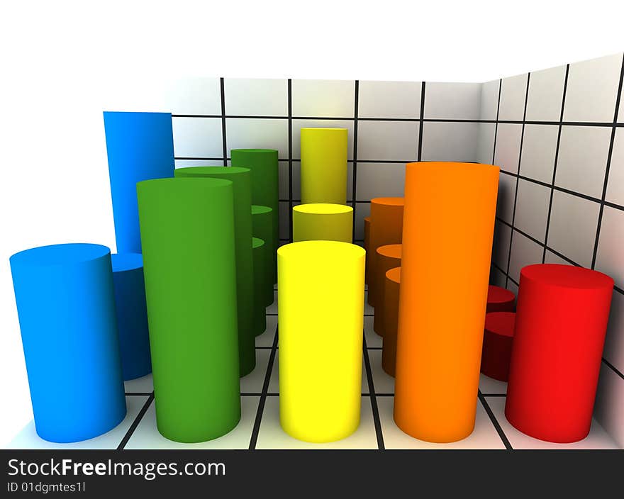 Statistics - 3d isolated diagram on white. Statistics - 3d isolated diagram on white