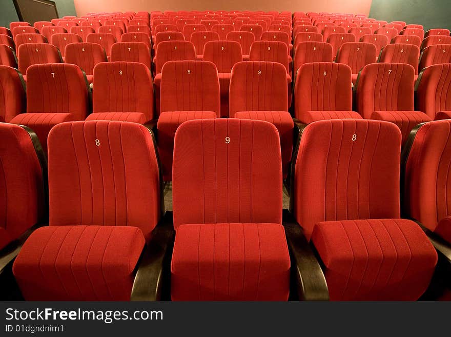 Empty small cinema auditorium