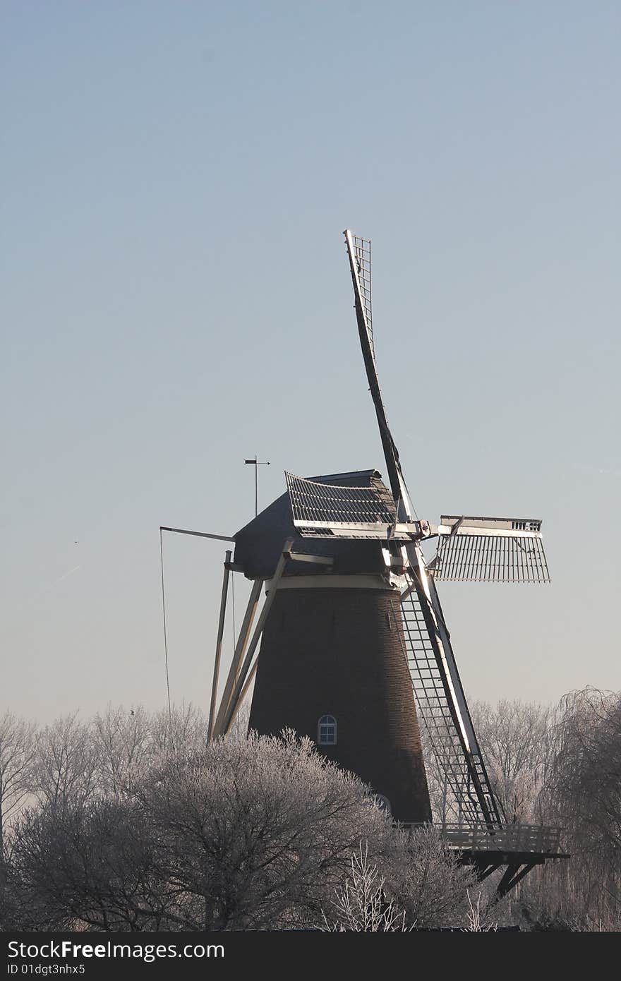 Millin In The Winter In The Netherlands