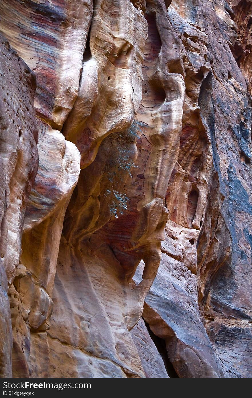 Fancy shapes of rocks. The Siq at Petra, Jordan. Fancy shapes of rocks. The Siq at Petra, Jordan