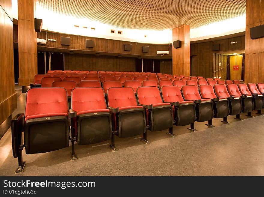 Empty small cinema auditorium