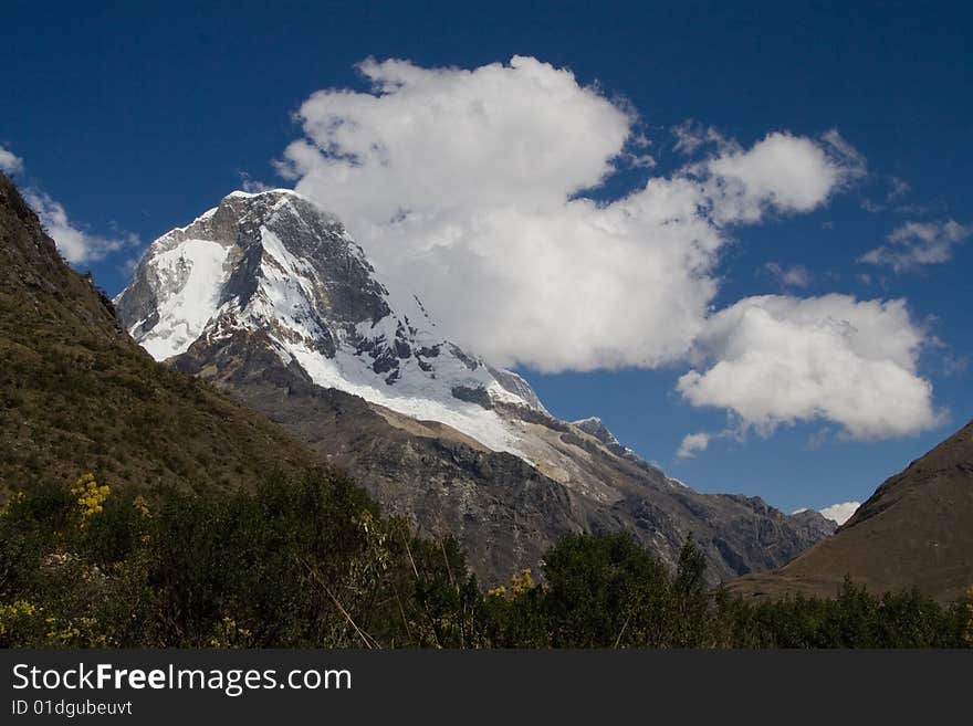 Panorama view of the cordillera blanca in peru. Panorama view of the cordillera blanca in peru