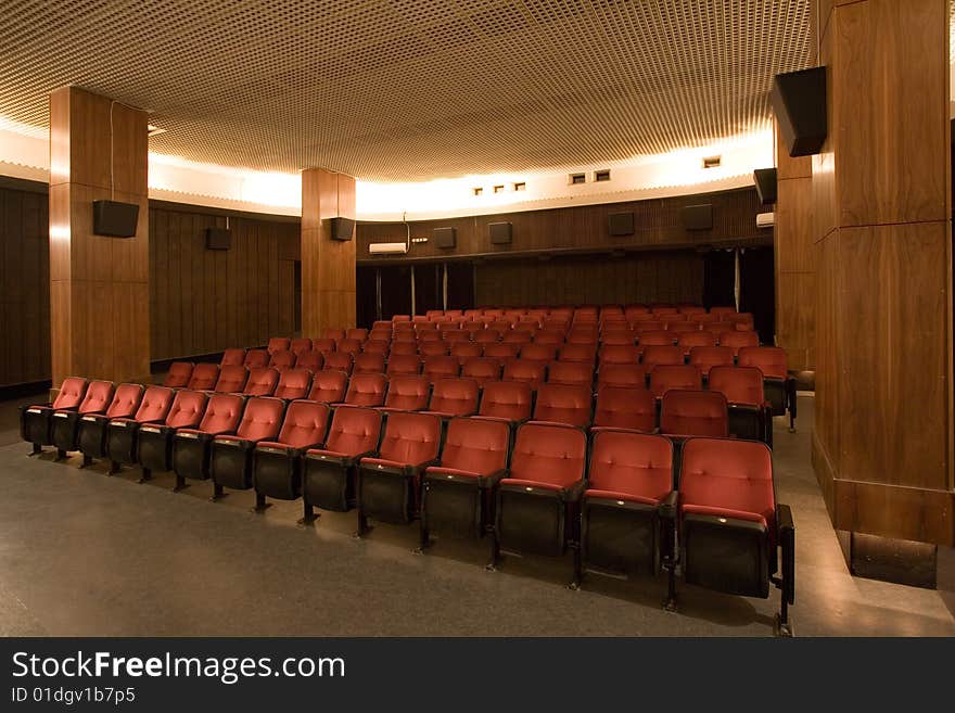 Empty small cinema auditorium