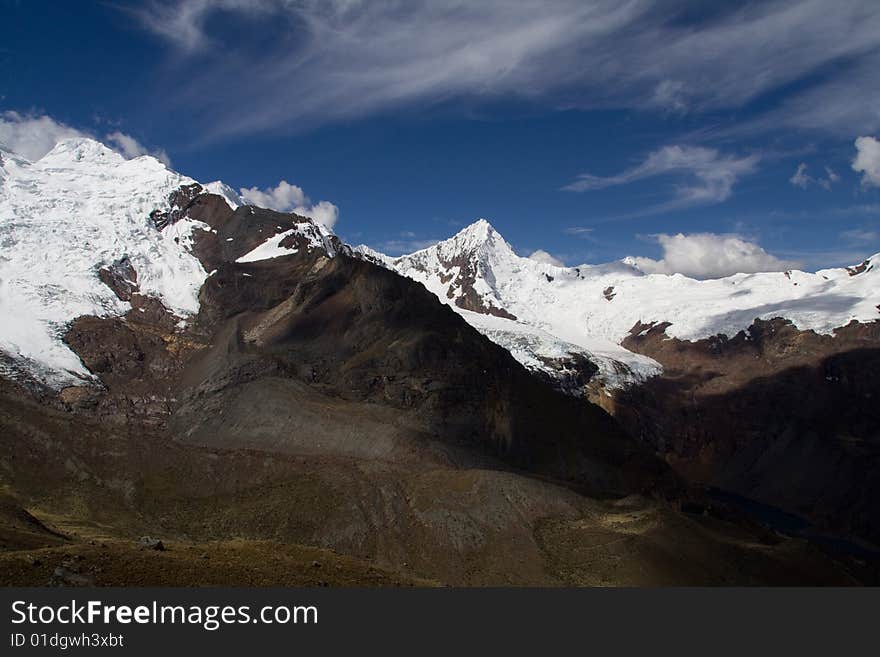 Panorama view of the cordillera blanca in peru. Panorama view of the cordillera blanca in peru