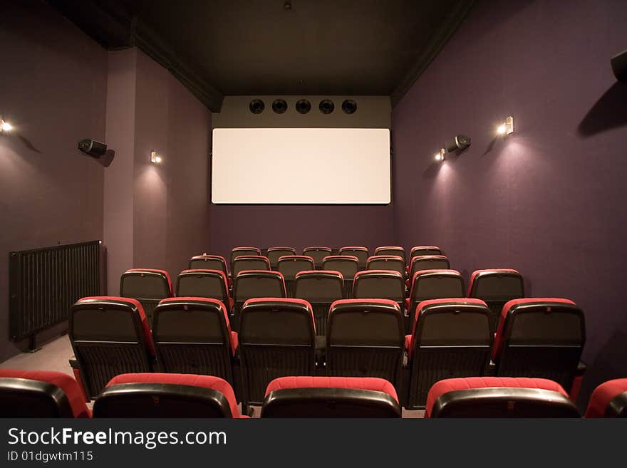 Empty small cinema auditorium