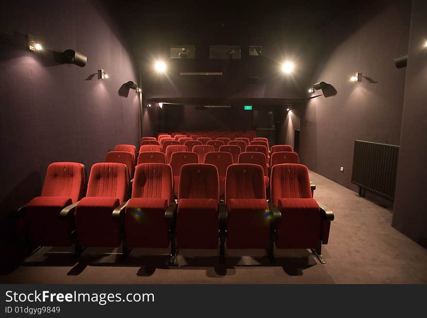 Empty small cinema auditorium