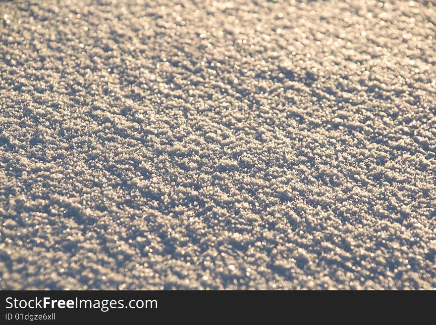 Snow cover at sunset