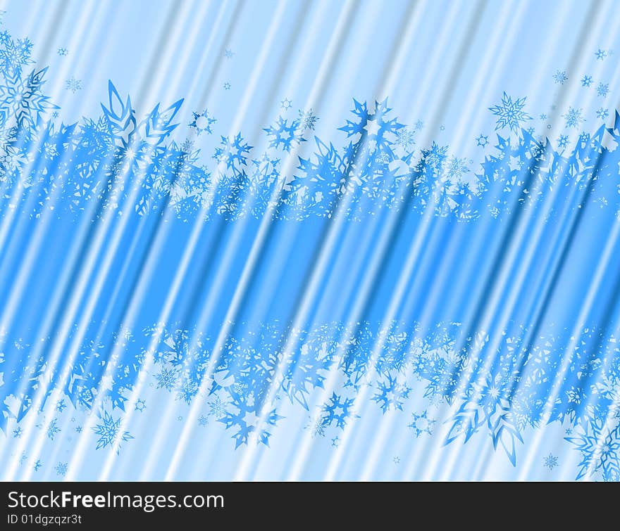 Blue abstract background with snowflakes.