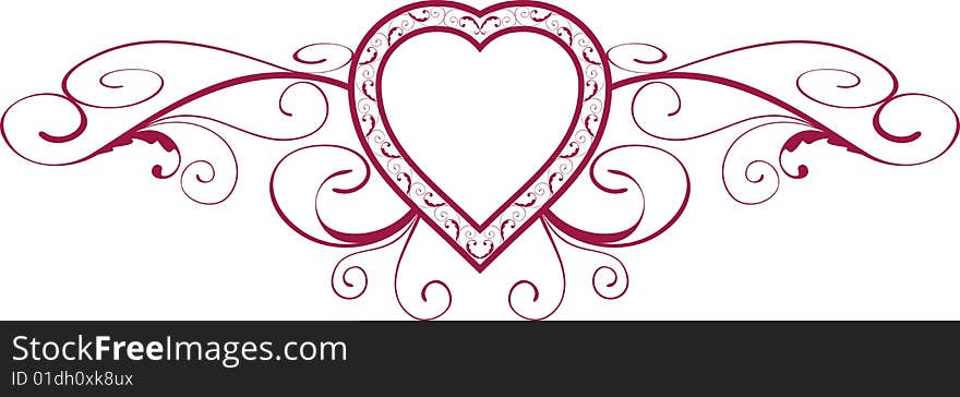 Heart with floral ornament (vector). Heart with floral ornament (vector)