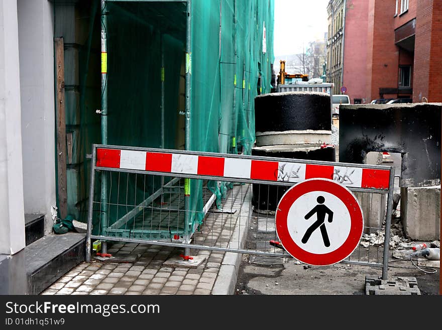 Sign on the street,buiding site