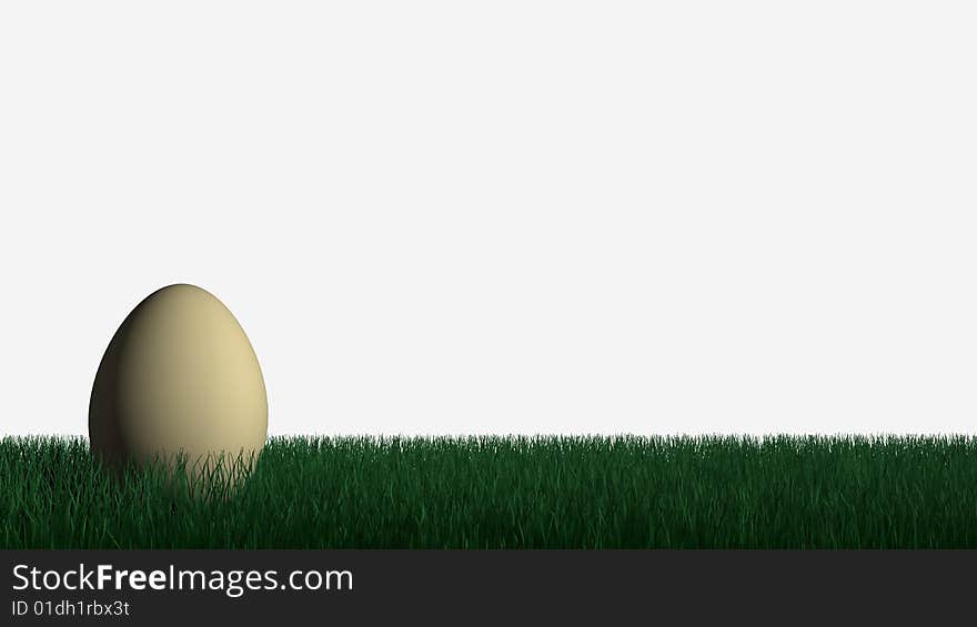 Easter egg in the gras with white background