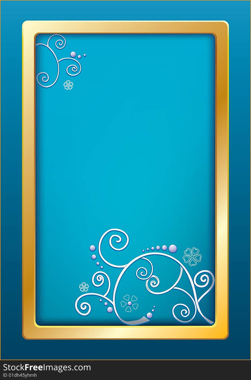 Golden frame.Vector decorative illustration for graphic design.