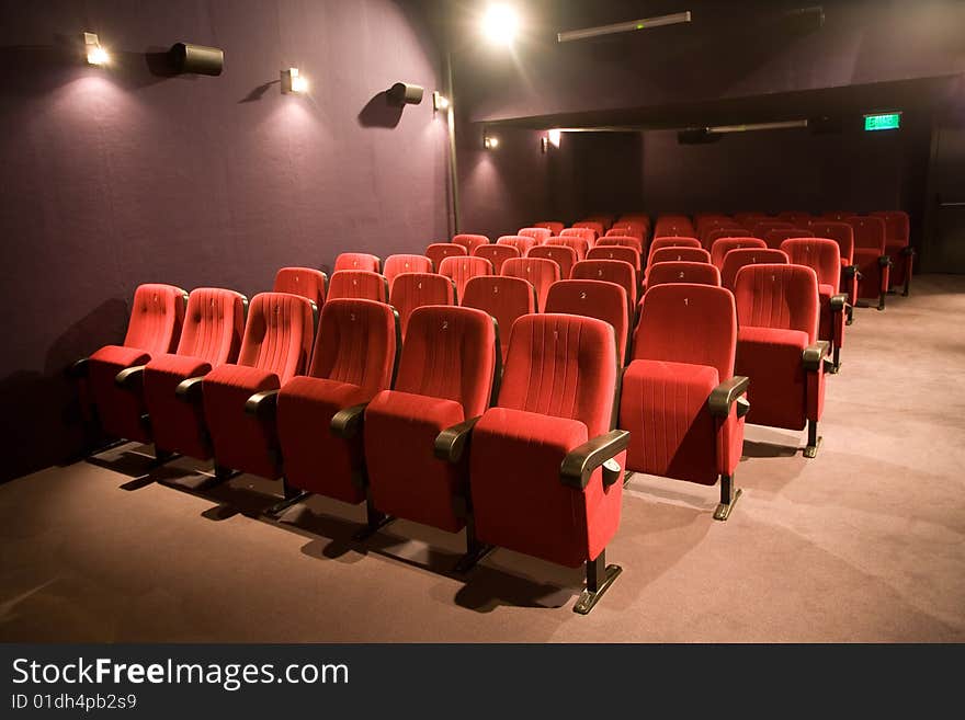 Empty small cinema auditorium