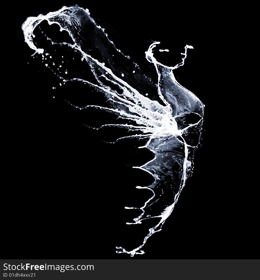 Water in a black background. Water in a black background