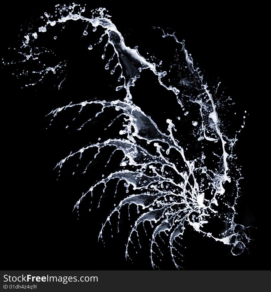 Water in a black background. Water in a black background