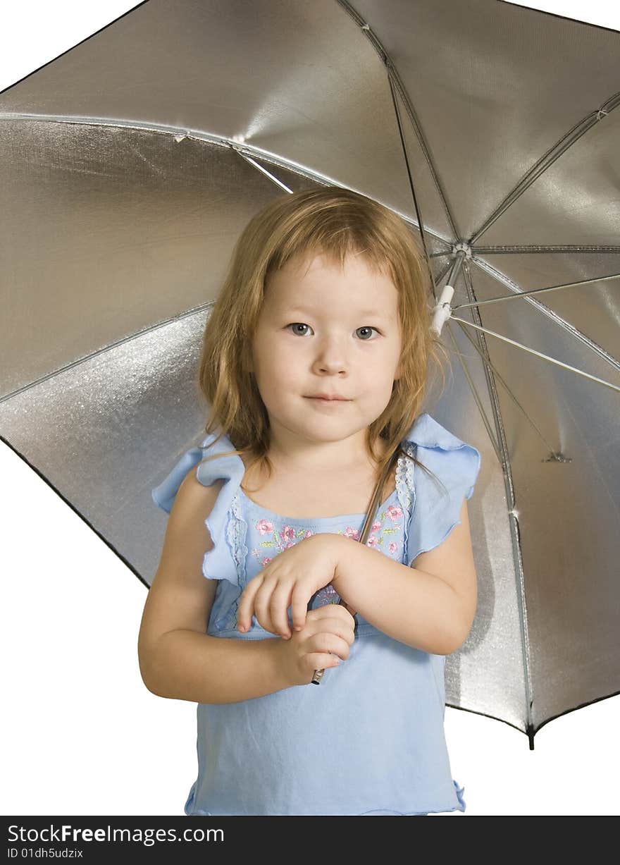 Small Pretty Girl With Umbrella