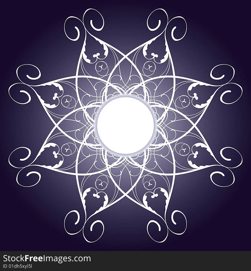 Floral circle on dark background (vector). Floral circle on dark background (vector)