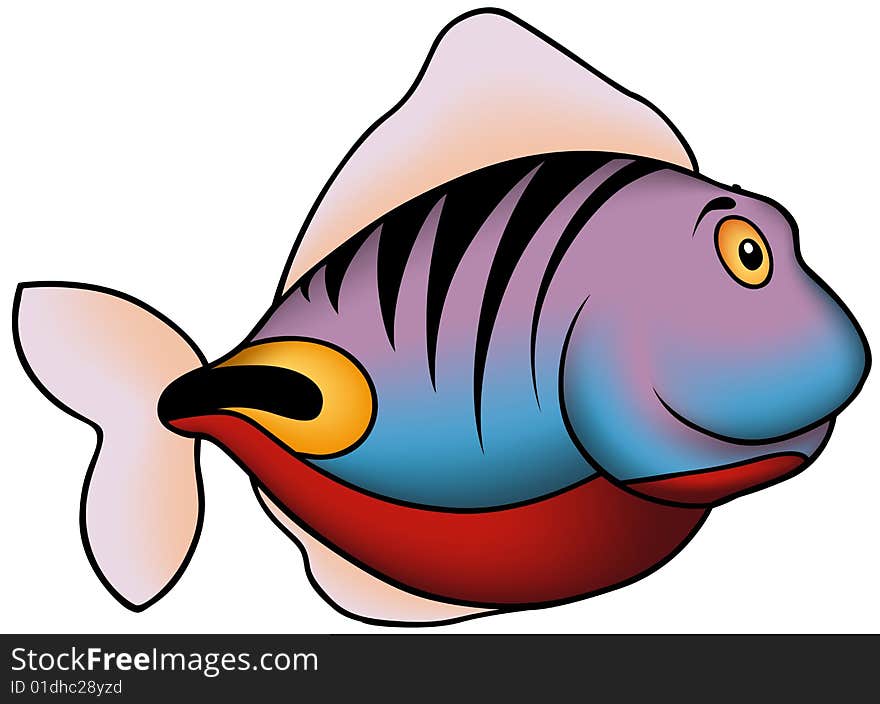 Violet-blue coral fish - colored cartoon illustration as vector (Fish 44)