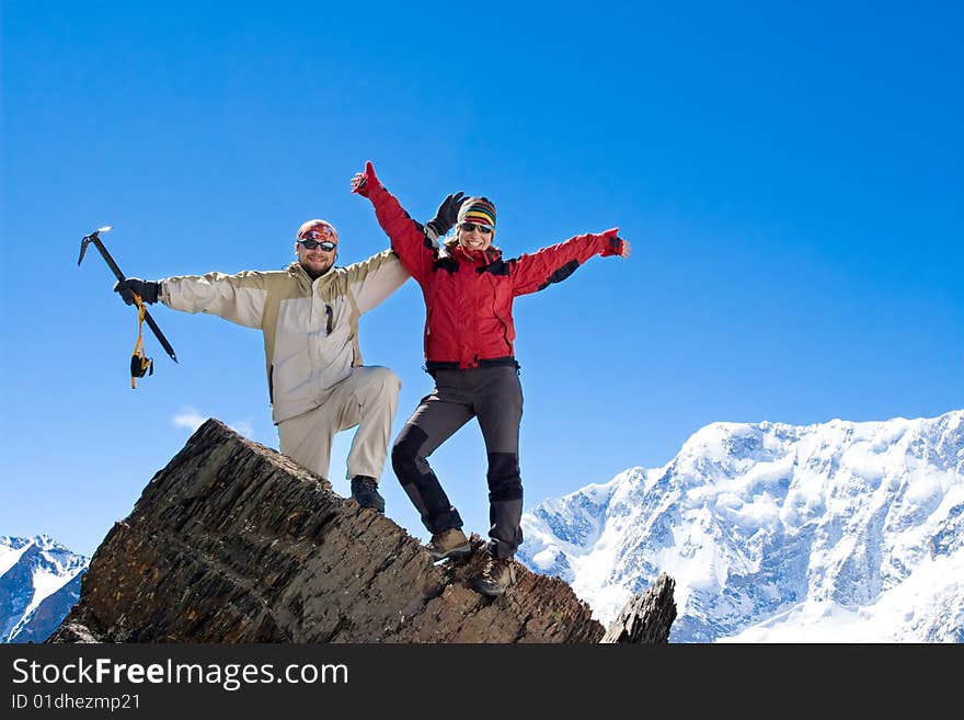 Hiker in the Caucasus mountains