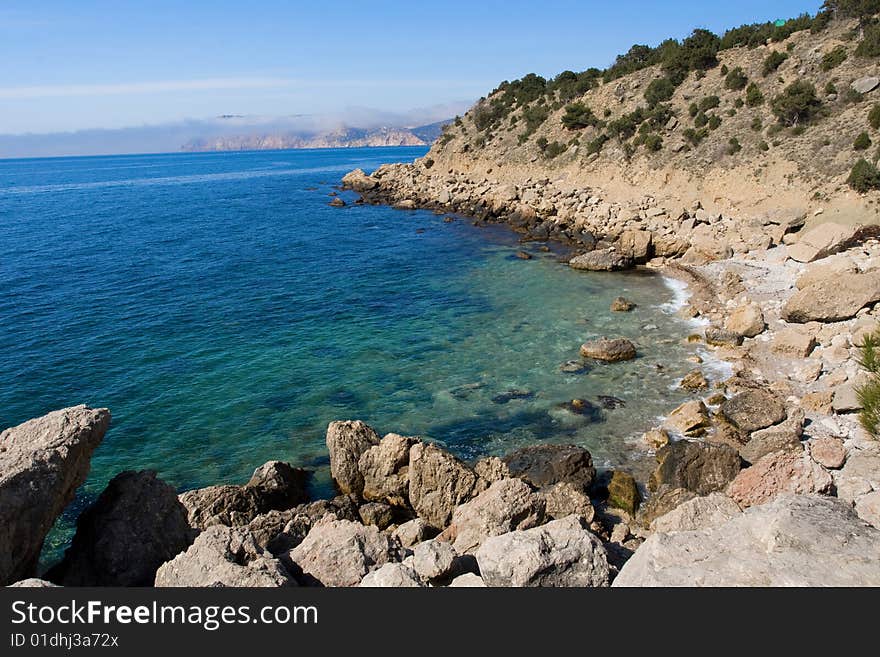 Wonderful coastline, in Crimea mountains