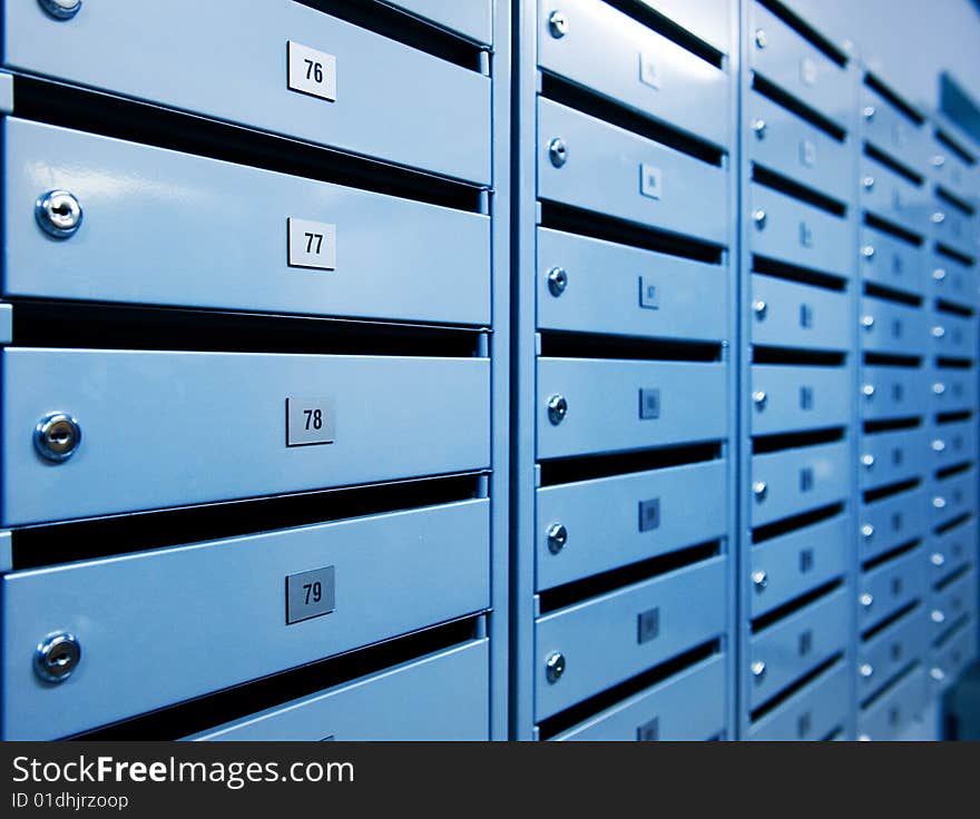 Picture of a Metal postboxes (toned in blue)