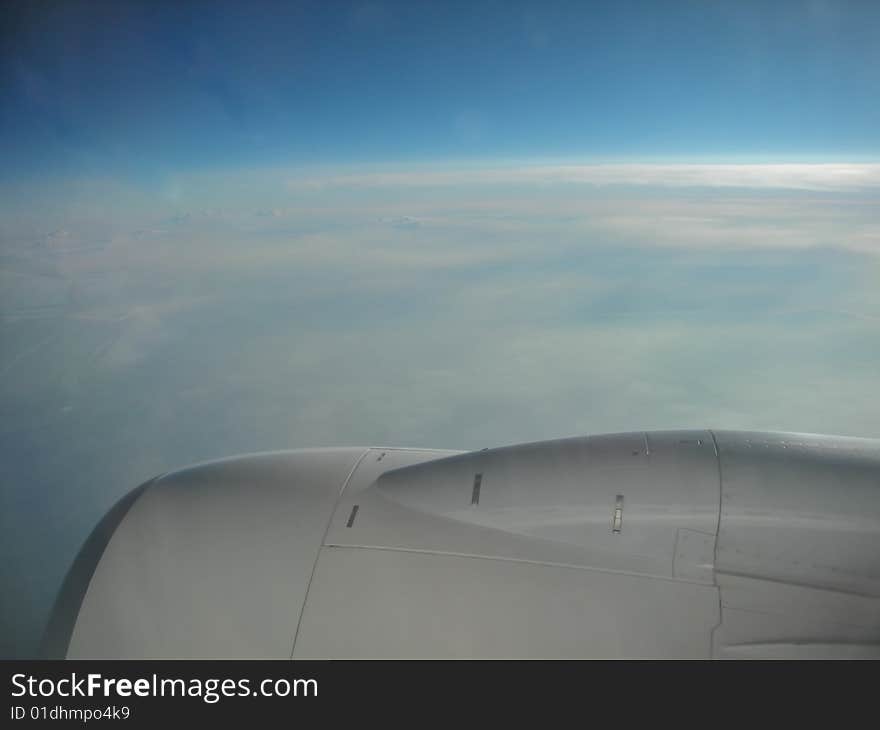 View of plane motor from window