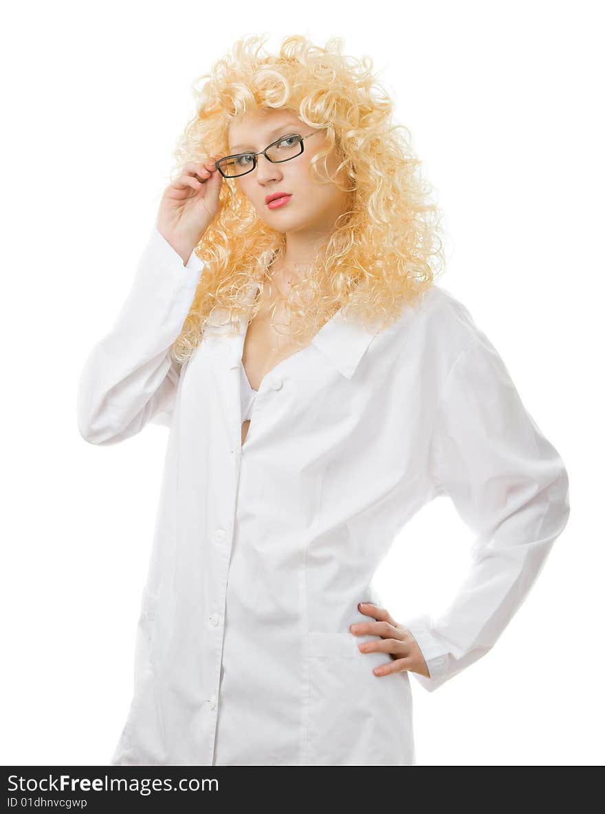 Sexual trained nurse on a white background