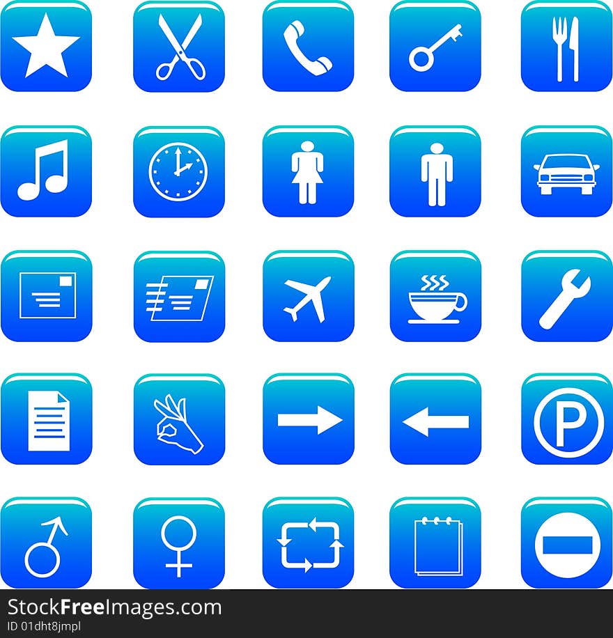 Web icons set blue vector