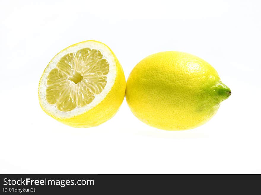 Beautiful lemons over a white background