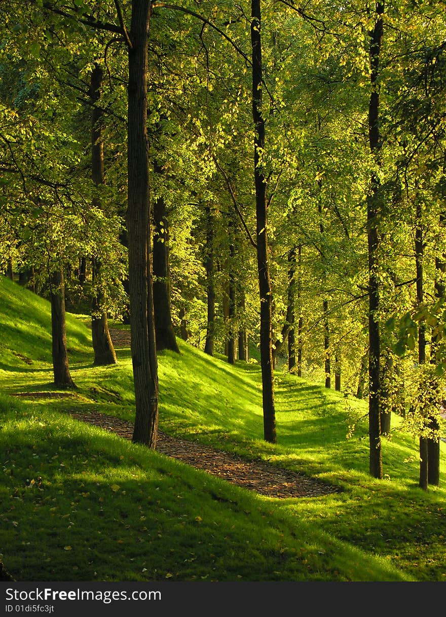 September, Tsaritsinsky park in Moscow, early evening. September, Tsaritsinsky park in Moscow, early evening