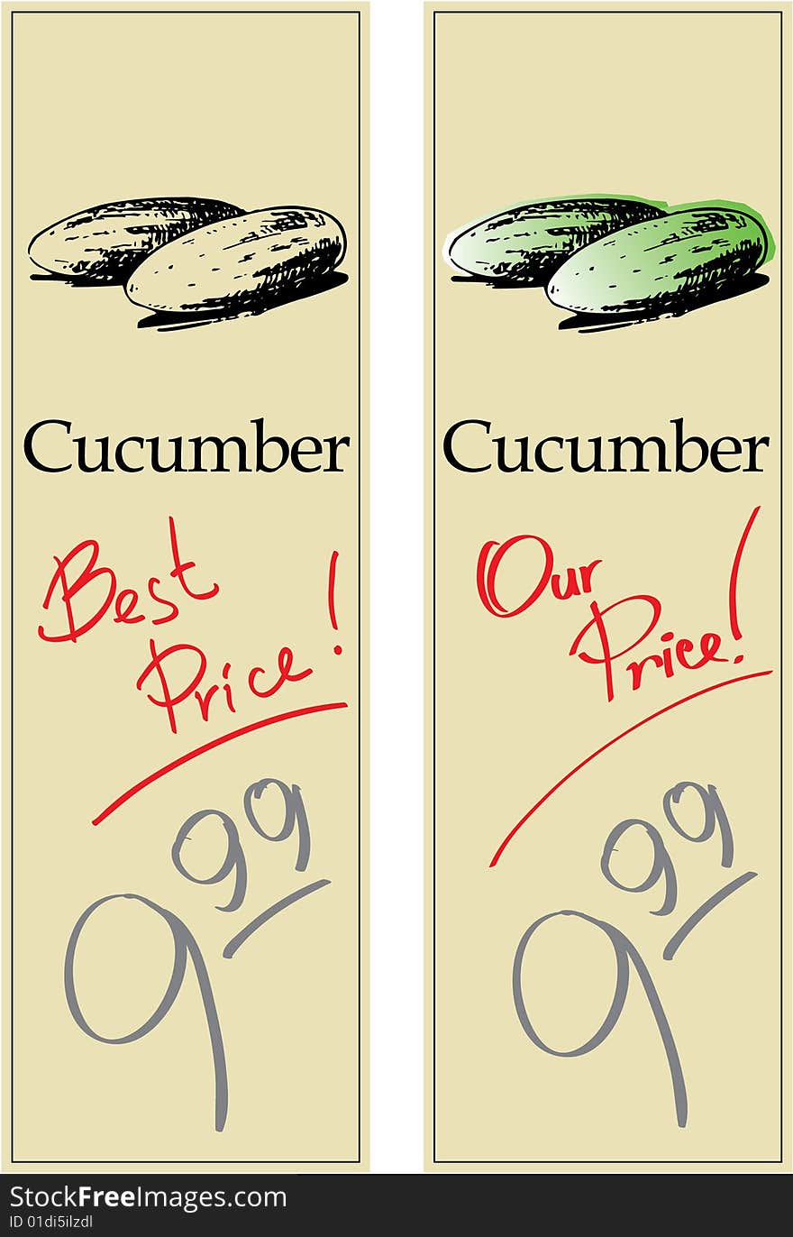 Cucumber - Two Price Tags with Vintage Effect