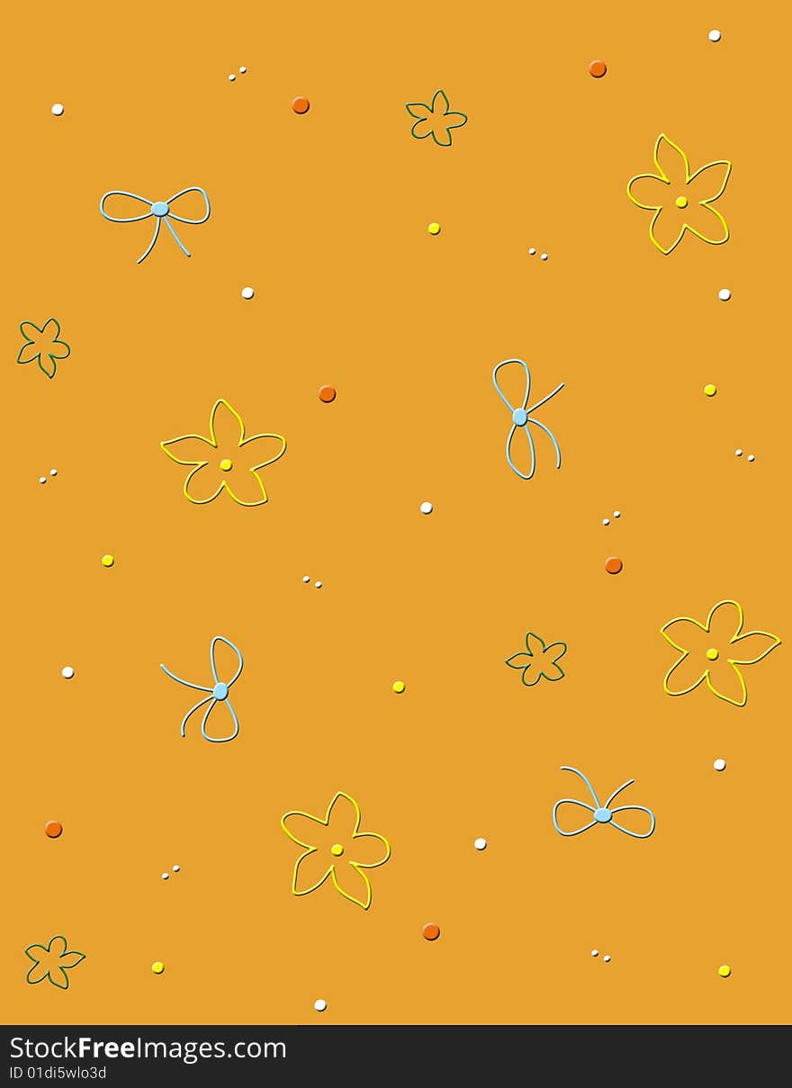 Seamless pattern with flowers and dot