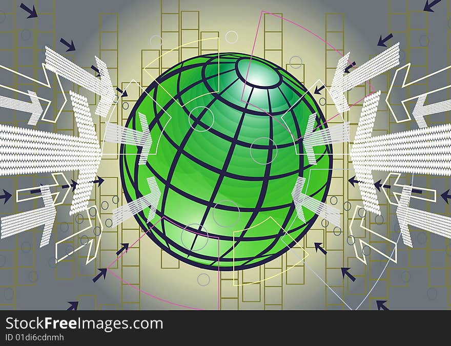 Abstract green communications background with glob