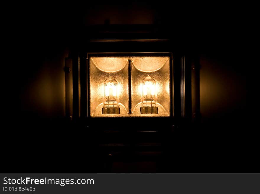 Shoot of two studio lamps glowing on max power. Shoot of two studio lamps glowing on max power